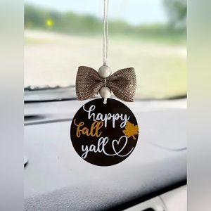 Fall Halloween “Happy Fall Y’all” Rearview Mirror Car Charm Pendant